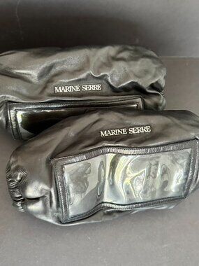 Marine Serre Black Leather Multipocket Padded Muff Bag Forearm Sleeve Warmer